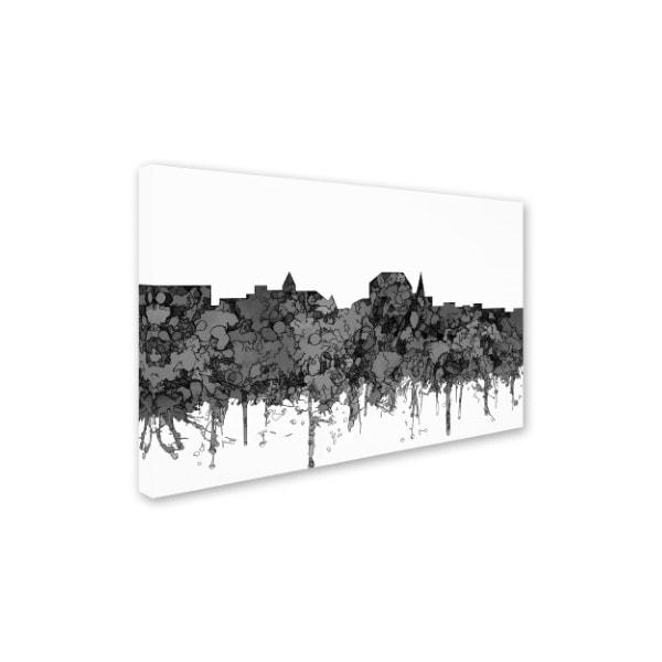 Marlene Watson 'Augusta Maine Skyline BW' Canvas Art,12x19